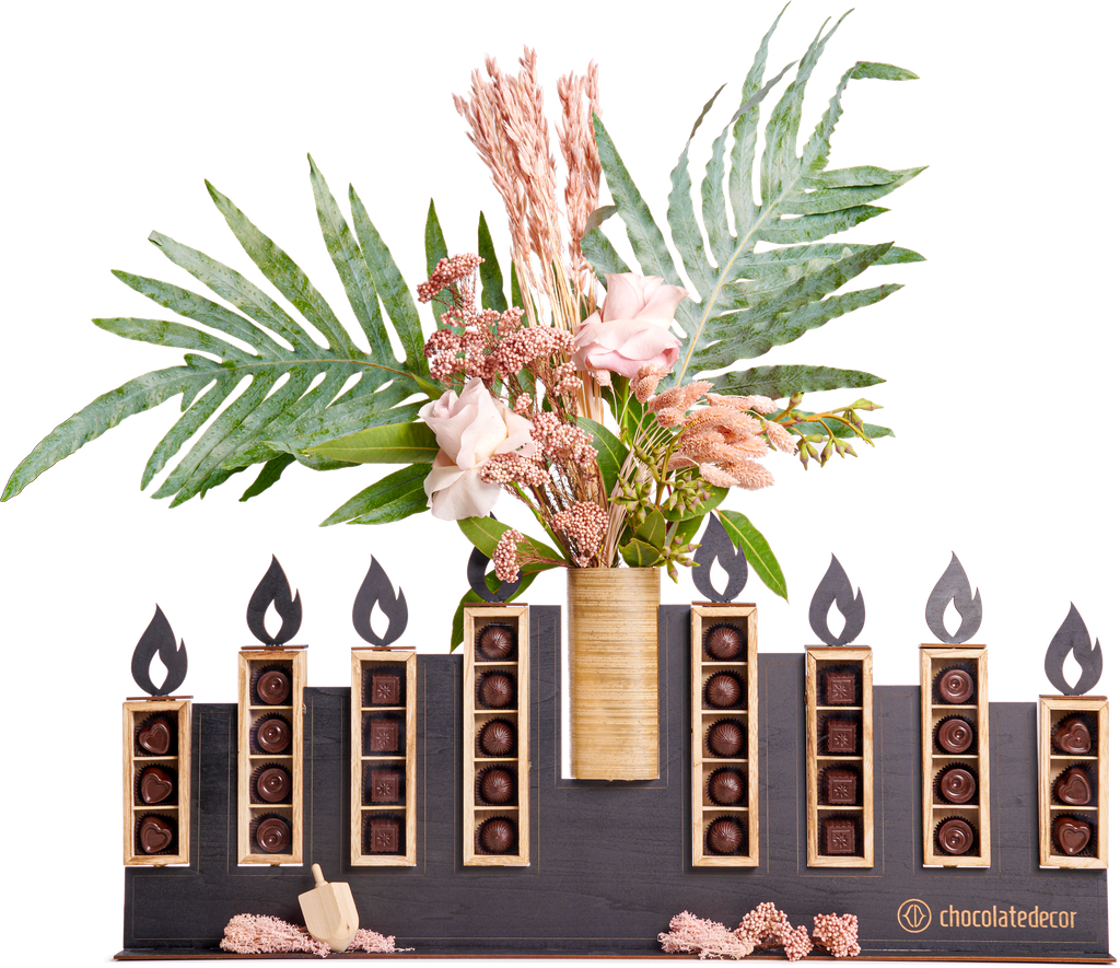 Floral Wooden Chocolate Menorah