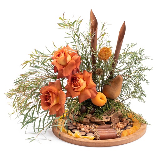 [71498] Tu Bshvat Round Floral Tray