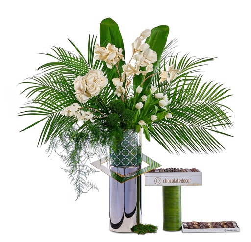 [81401] Fresh Silver Double Vase Lg