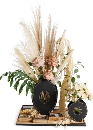 [81072] Floral Grooved Board Lg