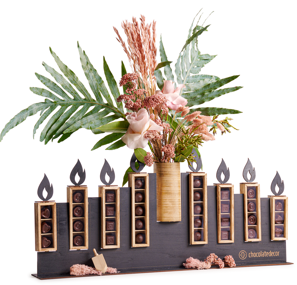 Floral Wooden Chocolate Menorah