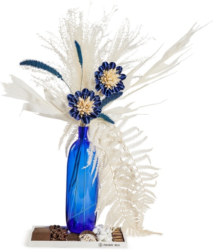 [81052] Preserved Flowers Tinted Blue Vase
