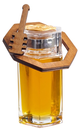 [72011] RH Hex Honey Bottle With Silver Lid (LG)