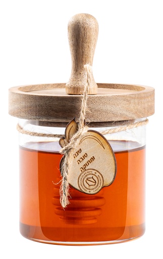 [81107] Honey Bottle With Wood Lid (SM)