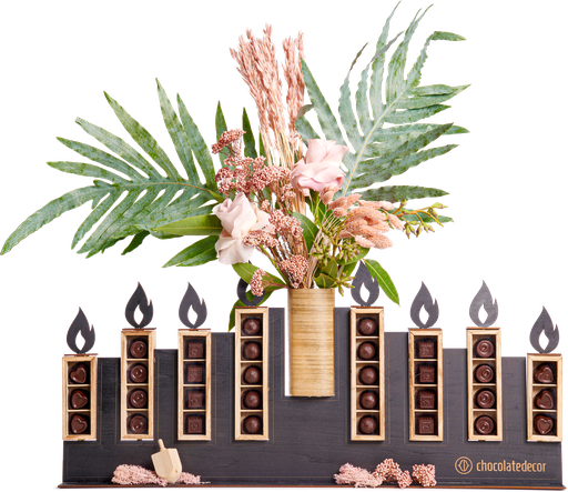 [81518] Floral Wooden Chocolate Menorah