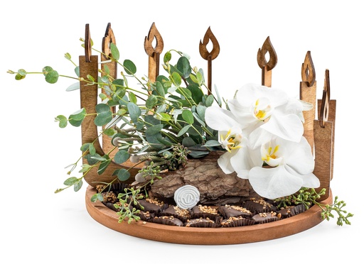 [71286] Round Platter Menorah 12"