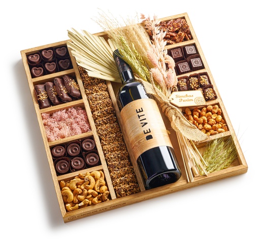 [81544] Purim Wood Section Tray Small