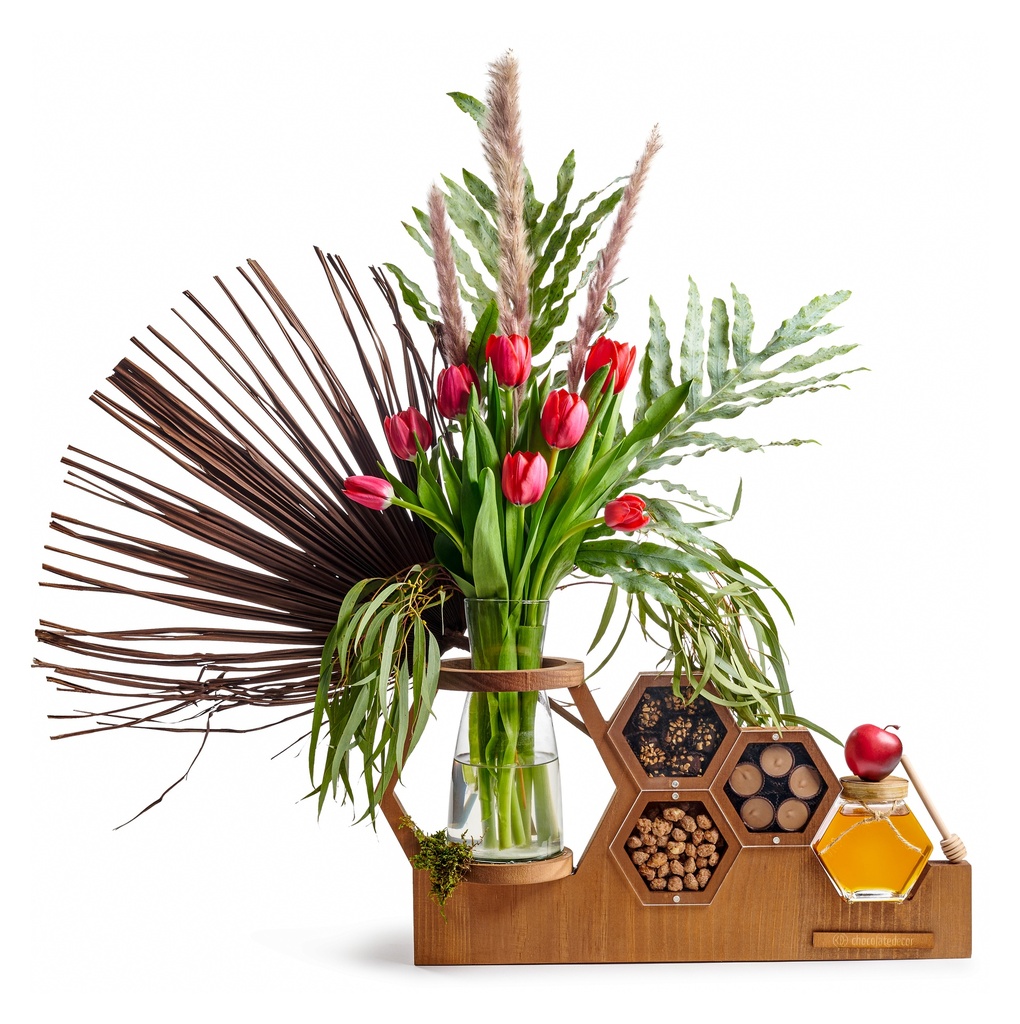 RH Wood Hex With Flowers Large