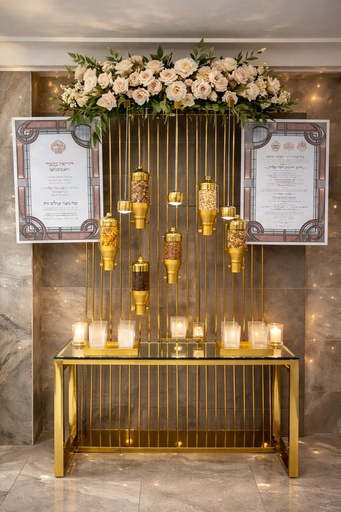 [81654] Gold Spindle Dispenser Single (With Flowers)