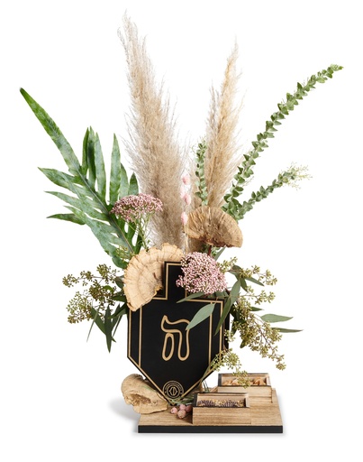 [71636] Square Board with Flowers 3 (3, Channukah)