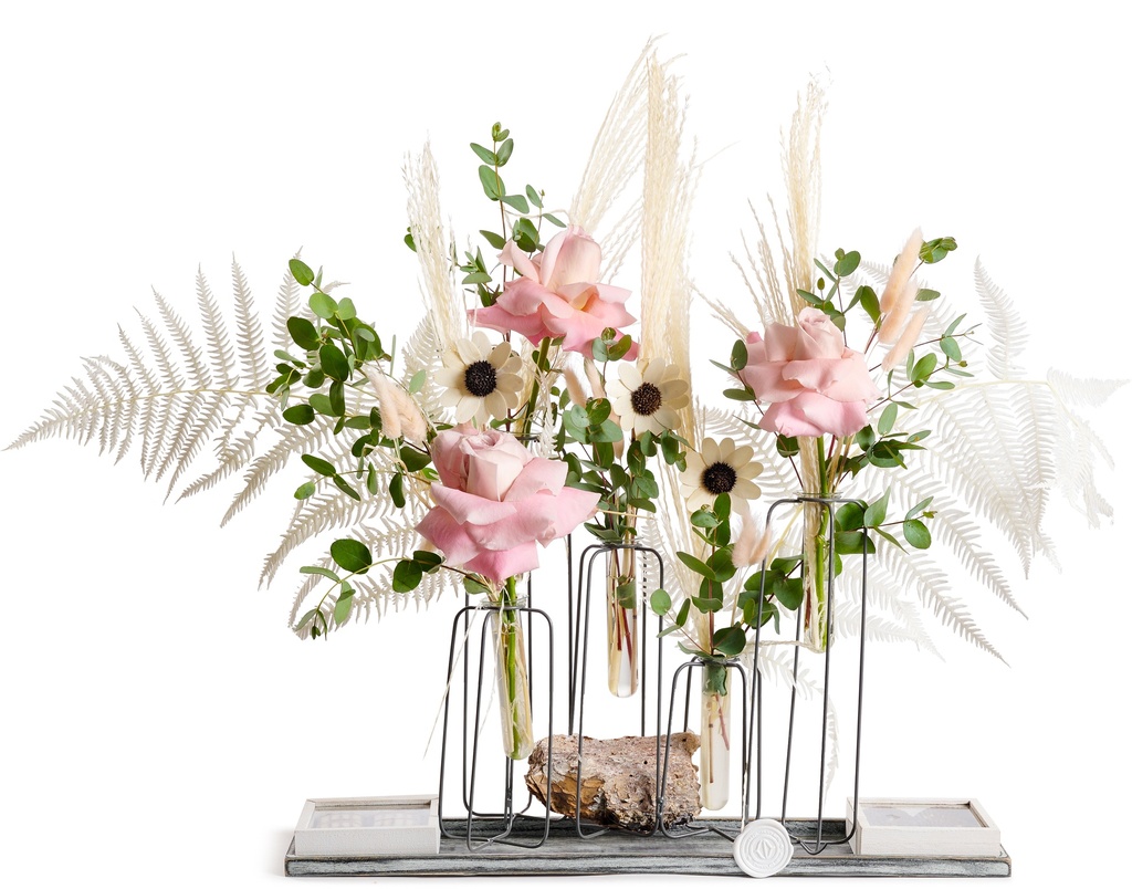 Grey Wired 5-Tube Vase