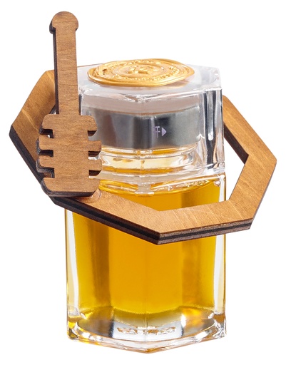 [72010] RH Hex Honey Bottle With Silver Lid