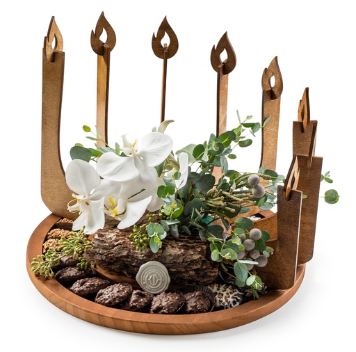 [71285] Round Platter Menorah 12"