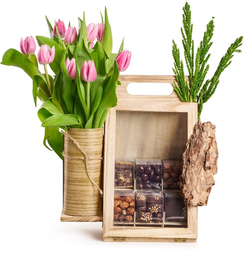 [81055] Floral Cube Bag Md