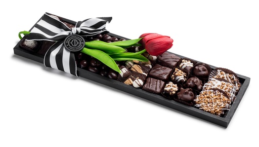 [71236] Black Floral Tray Lg