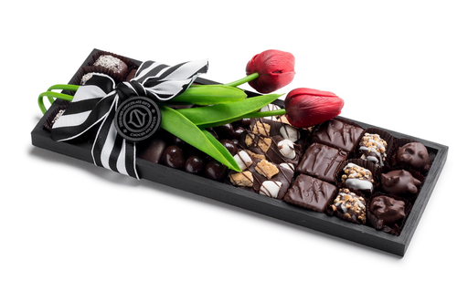 Black Floral Tray Md
